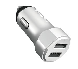 PowerDrive Charger | 24W, 2-Port Car Charger (U210) Silver