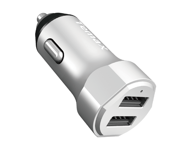 PowerDrive Charger | 24W, 2-Port Car Charger (U210) Silver