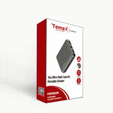 Temax Power Bank, Fast charging 10000 mAh Portable [QC 3.0] - Light Grey