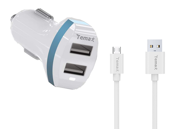 Car Charger & Micro Cable Set | 2-Port, 3.4A (011234)